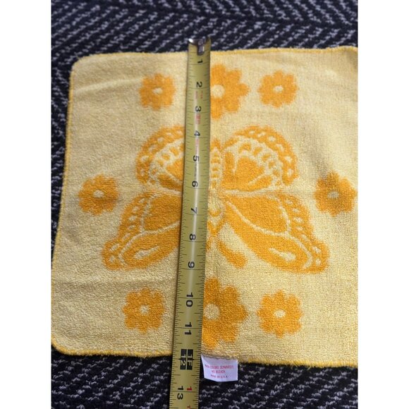 VTG Mary's Yellow Butterfly Floral Washcloth Set - 11.75" Cotton Polyester USA - Picture 7 of 7